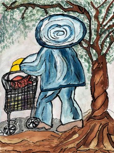 Cray lady of the lake. Featured image is "Strolls Lake Merritt" by Oakland artist Gale Madyun, http://www.galemadyun.com.